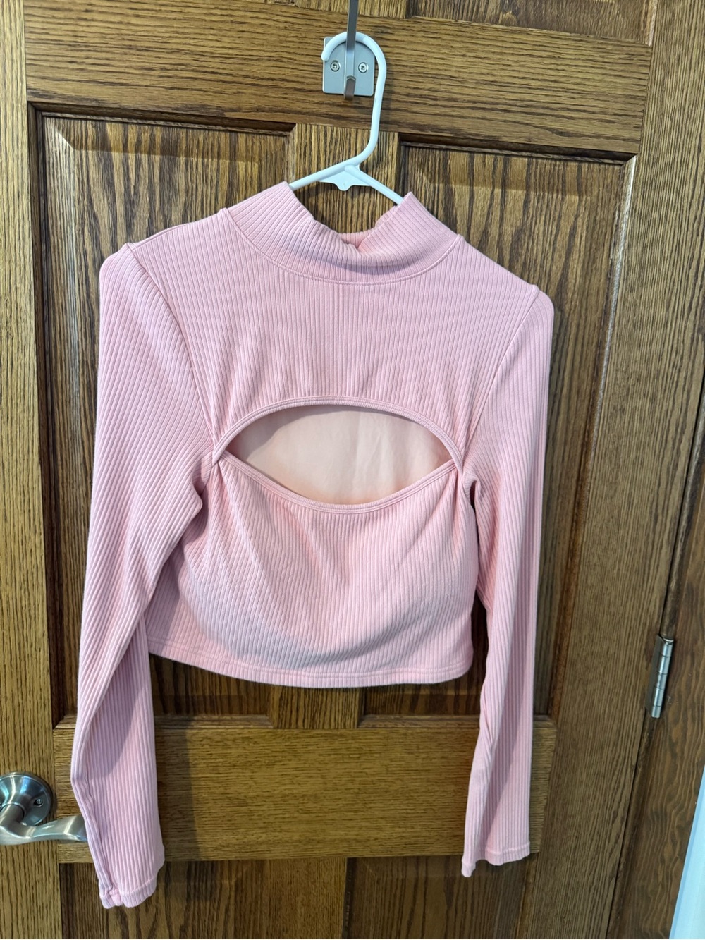 Turtleneck Peek-a-boo Long Sleeve Crop Top with built in bra